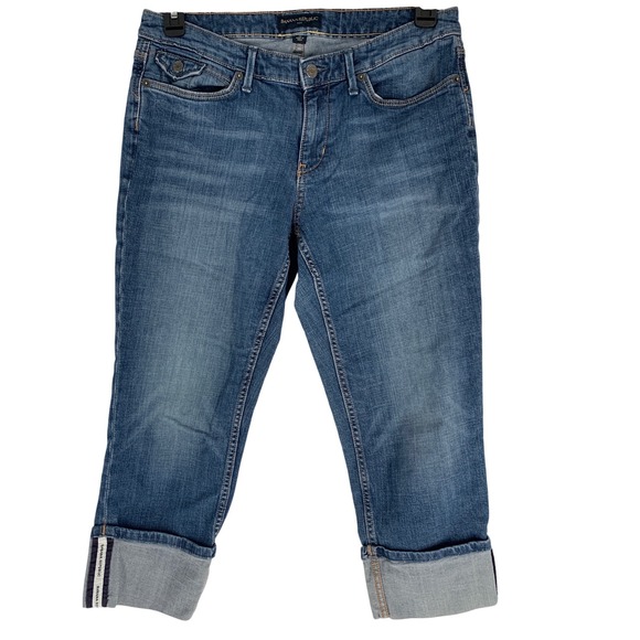 Banana Republic Denim - Banana Republic 12 Cropped Jeans Medium Wash Cuffed Stretch Denim